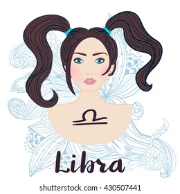 Vector illustration of libra zodiac sign as a beautiful girl.