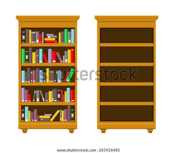 図書館の本棚のベクターイラスト 本棚 本の棚がいっぱいで空っぽ のベクター画像素材 ロイヤリティフリー