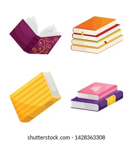 Vector illustration of library and bookstore icon. Collection of library and literature stock symbol for web.
