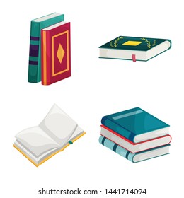 Vector illustration of library and bookstore icon. Set of library and literature stock symbol for web.