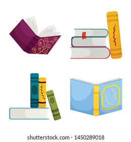 Vector illustration of library and bookstore icon. Set of library and literature vector icon for stock.