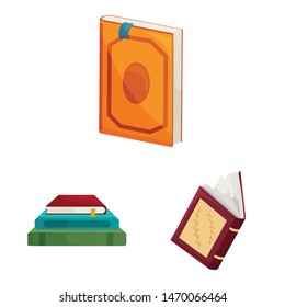 Vector illustration of library and bookstore logo. Set of library and literature stock vector illustration.