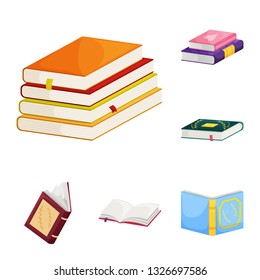 Vector illustration of library and bookstore  sign. Collection of library and literature  vector icon for stock.