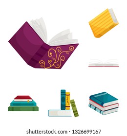 Vector illustration of library and bookstore  sign. Set of library and literature  stock symbol for web.