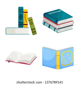 Vector illustration of library and bookstore  sign. Collection of library and literature  stock symbol for web.