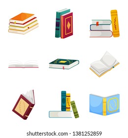 Vector illustration of library and bookstore  sign. Collection of library and literature  stock vector illustration.