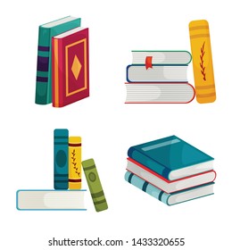 Vector illustration of library and bookstore sign. Collection of library and literature vector icon for stock.