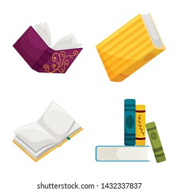 Vector illustration of library and bookstore symbol. Set of library and literature stock symbol for web.