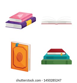 Vector illustration of library and bookstore symbol. Collection of library and literature stock symbol for web.