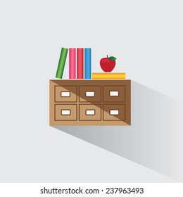 Vector illustration library catalog of books. EPS 10.