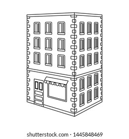 Vector illustration of library and house icon. Collection of library and bank stock symbol for web.