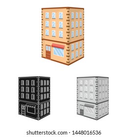 Vector illustration of library and house sign. Collection of library and bank stock vector illustration.