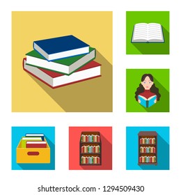 Vector illustration of  and  library  icon. Set of  and textbook  vector icon for stock.