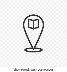 Vector illustration of library location icon in dark color and transparent background(png).