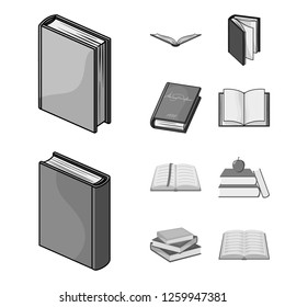 Vector illustration of library and textbook icon. Collection of library and school stock symbol for web.