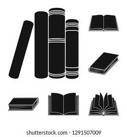 Vector illustration of library and textbook icon. Set of library and school vector icon for stock.