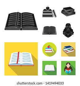 Vector illustration of library and textbook icon. Collection of library and school vector icon for stock.