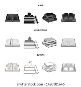 Vector illustration of library and textbook icon. Collection of library and school stock symbol for web.