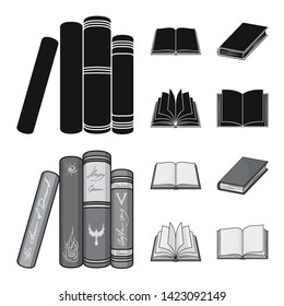 Vector illustration of library and textbook icon. Collection of library and school stock symbol for web.
