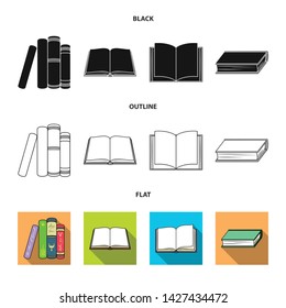 Vector illustration of library and textbook icon. Collection of library and school vector icon for stock.