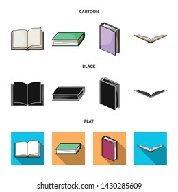 Vector illustration of library and textbook icon. Set of library and school vector icon for stock.