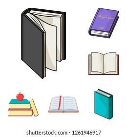 Vector illustration of library and textbook logo. Set of library and school stock symbol for web.