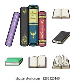 Vector illustration of library and textbook logo. Collection of library and school vector icon for stock.