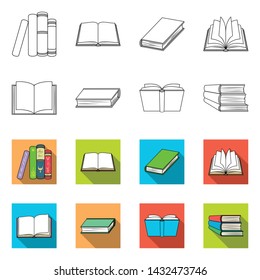 Vector illustration of library and textbook logo. Set of library and school stock symbol for web.