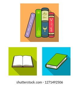 Vector illustration of library and textbook sign. Collection of library and school vector icon for stock.