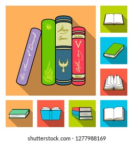Vector illustration of library and textbook sign. Set of library and school stock symbol for web.