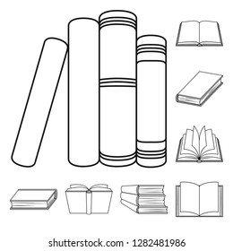 Vector illustration of library and textbook sign. Set of library and school vector icon for stock.