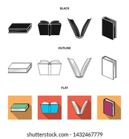 Vector illustration of library and textbook sign. Collection of library and school vector icon for stock.