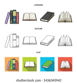 Vector illustration of library and textbook sign. Collection of library and school stock symbol for web.