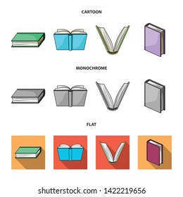 Vector illustration of library and textbook symbol. Collection of library and school stock vector illustration.