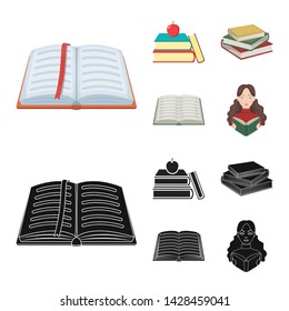 Vector illustration of library and textbook symbol. Collection of library and school vector icon for stock.