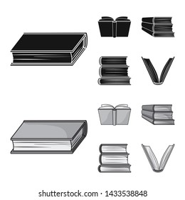 Vector illustration of library and textbook symbol. Set of library and school stock symbol for web.
