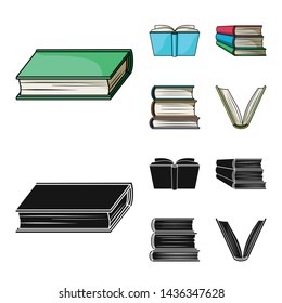 Vector illustration of library and textbook symbol. Collection of library and school vector icon for stock.