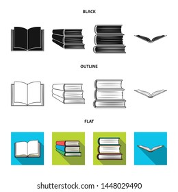 Vector illustration of library and textbook symbol. Collection of library and school stock vector illustration.