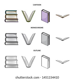Vector illustration of library and textbook symbol. Collection of library and school stock vector illustration.