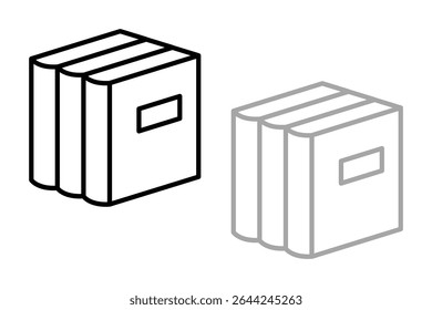Vector illustration of a library theme icon with book closed book with label line style icon isolated design, Education literature and read theme Vector illustration gray, black with white background
