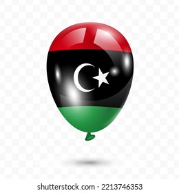 Vector illustration of Libya country flag balloon on transparent background (PNG). Flying flag balloons for Independence Day celebrations.
