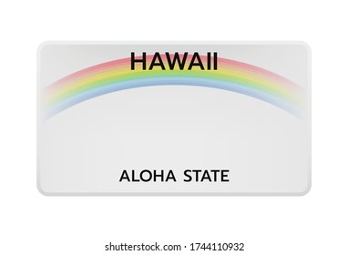 Vector illustration of a license plate of the American state of Hawaii isolated on a white background.  