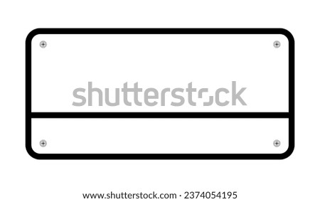 Vector illustration of license plate with copy space for add text message on white background.