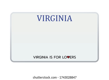 Vector illustration of a license plate number of the US state of Virginia room, isolated on white background.