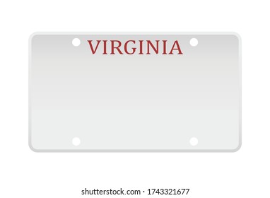 Vector illustration of license plate of US state of Virginia isolated on white background.