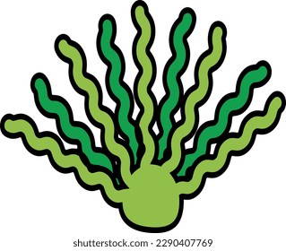 Vector illustration of lichen. Aquatic plant, seaweed.