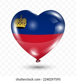 Vector illustration of a Liechtenstein country love balloon on transparent background (PNG). Flying love balloons for Independence Day celebration.