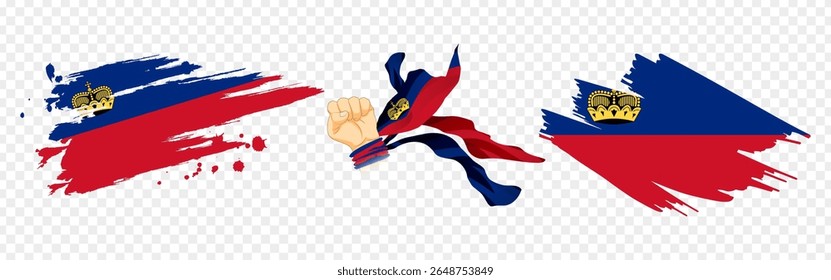 Vector illustration of Liechtenstein flag composition on transparent background