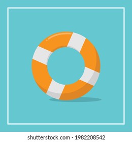 Vector Illustration Of Life Bouy Icon. Isolated Background Vector Flat Design. Ring Buoy.