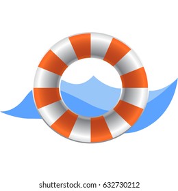 Vector illustration of life buoy on nautical background